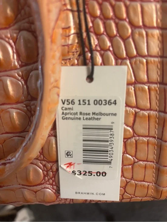 💕Brahmin Cami Apricot Rose Melbourne Leather Satchel